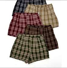 Women's Plaid Shorts With Striped Tailoring - 黑色 - 查看 3