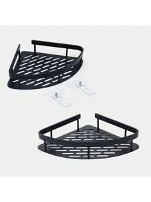 2 Shampoo And Soap Holder Corner Wall Mount Bathroom Black - 黑色 - 查看 4