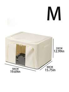 1 pieza Caja de almacenamiento de tela Oxford con gran capacidad, solución de organización impermeable y plegable para el hogar y dormitorios, armarios y armarios, adecuada para ropa, ropa de cama, toallas, juguetes y accesorios, bin de tela duradera y móvil para almacenamiento estacional, liviana y portátil pero resistente, material de Oxford transpirable, diseño apilable de fácil acceso, aspecto moderno y limpio - Beis - Ver 9