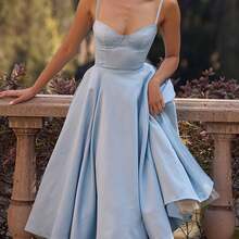 Elegant Off-Shoulder Princess Gown For Women - Light Blue Double-Layer Tulle Skirt, Ruffled Sleeves, A-Line Silhouette, Perfect For Spring/Summer Weddings And Formal Events, Princess Dresses For Bride, Wedding Guest Attire, Sophisticated Craftsmanship - Light Blue - 查看 1