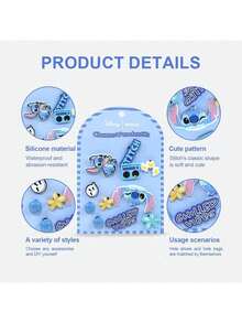 迪士尼史迪奇系列食物洞穴配件，DIY卡通可爱史迪奇鞋/靴子吊坠可拆卸孔鞋饰，礼物