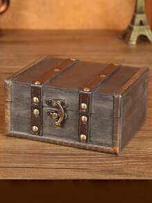 1 件复古矩形仿古木制珠宝收纳盒，复古家居装饰收纳盒，适用于珠宝、饰品和节日礼物，适合女士收纳收纳盒，旅行节日必备秋季装饰秋季万圣节 - 深灰色 - 查看 10