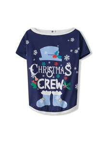 Family Christmas Pajamas Matching Sets Snowman Snowflakes Pattern Christmas Family Matching Outfits - 藍色 - 查看 9