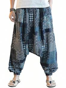 Mens Womens Harem Pants Loose Fit Boho Yoga Hippie  Drop Crotch Trousers-20256688 - Phong cách 7 - Xem 2