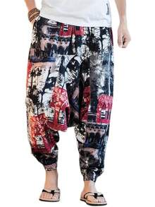 Mens Womens Harem Pants Loose Fit Boho Yoga Hippie  Drop Crotch Trousers-20256688 - Kiểu 8 - Xem 2