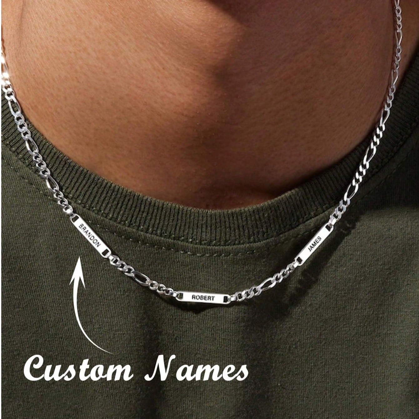 Collar de hombre con nombre, regalo personalizado para papá, joyería del Día del Padre, collar de papá con nombres, collar con nombre para él, or