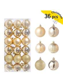 36pcs/Set Christmas Balls Set - Assorted Styles, Plastic Hanging Decorations For Christmas Tree, Bohemian Style, Ideal For Thanksgiving, Christmas Decorations, Scene Decor, Festivals Decor, Room Decor, Home Decor, Offices Decor, Theme Party Decor, Christmas Decor, Christmas Balls Winter Christmas Decorations Home Christmas Gifts Christmas Decor