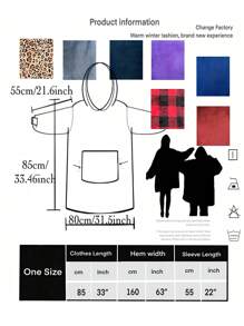 2pcs/1pc Wearable Blanket Hoodie For Adults, Oversized Wearable Pajamas With Big Pockets, Thick Warm Wearable Hooded Sweatshirt Blanket, Soft Plush Sweatshirt Hooded Popular Tops One Size Fits, Great Gift For Friends, Family On Christmas, New Year