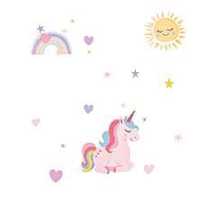 1 件彩虹独角兽自粘墙贴心形唯美童话女孩风格儿童房装饰贴纸适用于客厅、卧室、浴室、家居装饰、贴纸、墙贴花、乙烯基贴花用于家庭浴室装饰、春季装饰让您的家焕然一新、节日装饰贴纸礼物生日毕业 - 彩色 - 查看 7