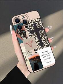 Fashionable, Popular, Personalized, Western Religious Pattern Design Theme Luxury Shockproof Aesthetic Cute Phone Case,Lens Protrusion Protection , Compatible With For IPhone 16/16Plus/16Pro/16ProMax, 15,14, 13, 12, 11 Series And Compatible With For Galaxy S/A Series,Gift For Easter Day, Christmas Halloween Decoration/Gift For Birthday, Girlfriend, Boyfriend, Friend Or Yourself. - 黑色 - 查看 2