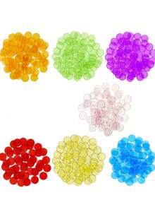 100pcs 19mm Colorful Transparent Bingo Markers, Bingo Game Chips, 7 Colors: Orange, Yellow, Blue, Green, Red, Purple, Clear (3/4" Diameter Each), PVC Material, Bulk, Raffle Tickets, Bingo Daubers, Lottery, Bingo Game Chips, Ping Pong Balls, Monopoly, Bingo And Friends, Ping Pong Balls, Game Chips, Monopoly - Multicolor - View 6