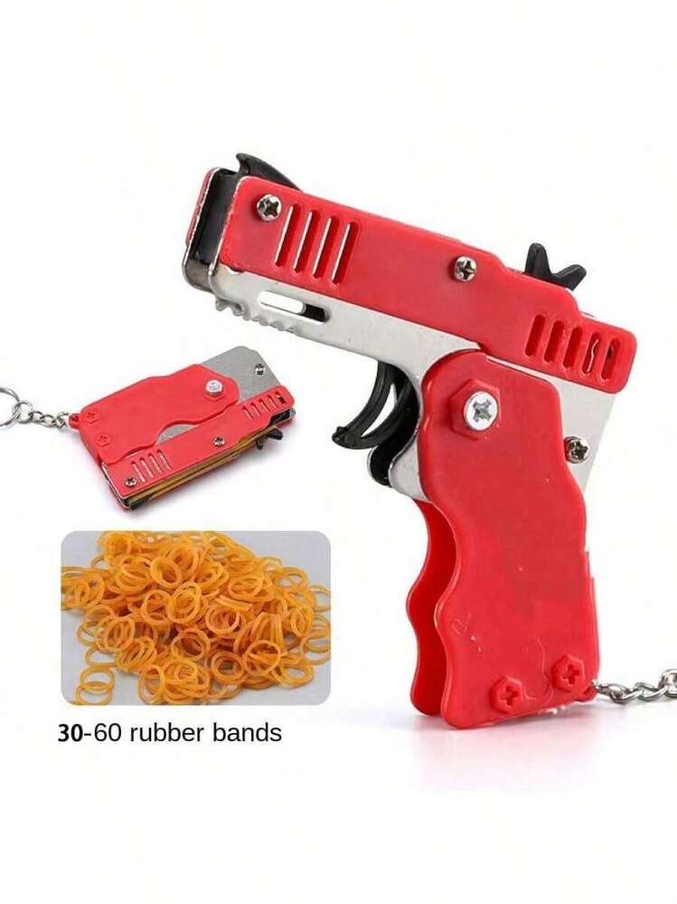Juguete de banda de goma con estallido metálico - Mini lanzador plegable con llavero, 30 piezas-60 piezas de bandas de goma, juguete portátil de tiro perfecto para actividades interiores y exteriores, mini regalo, decoración de habitación - Multicolor - Añade 11