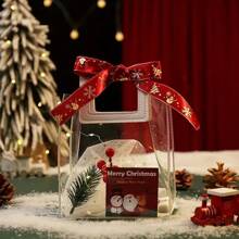 1/5 piezas Bolsa de regalo de PVC transparente y gruesa - Bolsa de regalo de boda para llevar en la mano, bolsa de compras | Adecuada para envolver regalos de Navidad, obsequios de fiestas de Halloween, regalos para invitados de bodas, regalos de cumpleaños, recuerdos de vuelta al colegio