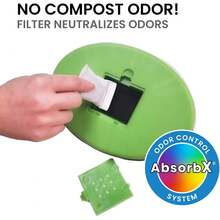 Cubo de compostaje de acero inoxidable de 6 l, incluye sistema de filtro de olor AbsorbX, titanio, libre de óxido, eficiente en el espacio, forma ovalada, 6 litros de basura para encimera de cocina - Papelera de 1,6 G para compostaje - Ver 5