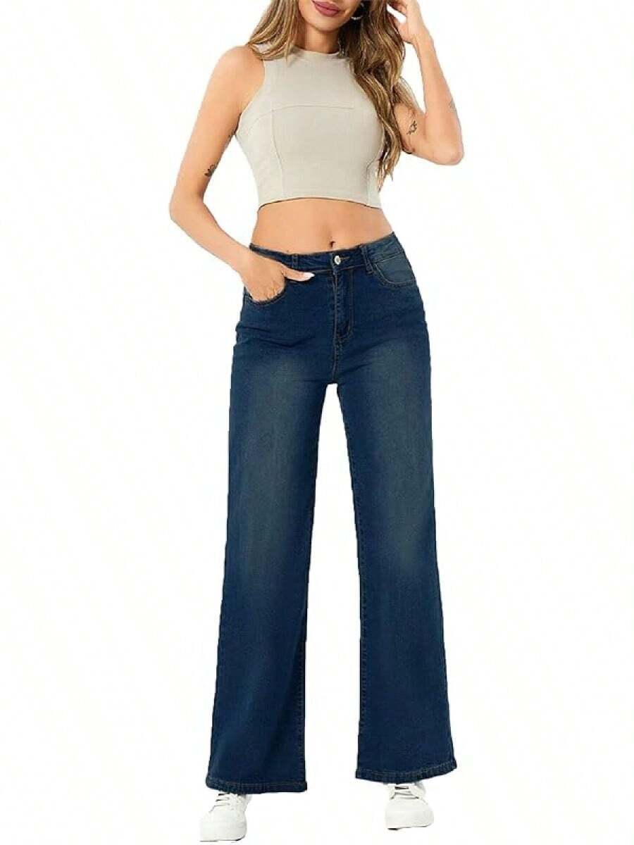 SperLucky Jeans, Straight Leg, Loose Wide Leg Denim Pantshalloween - màu xanh đậm - Xem 1