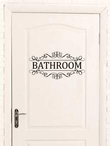 1pcs PVC Letter Print Bathroom Wall Stickers, Self-Adhesive Door Decoration Toilet Decoration, Stickers, Wall Stickers, Vinyl Decals For Home Decoration, Spring Decorations Give Your Home A New Look, Holiday Decoration Stickers Gifts Birthday Graduation