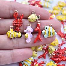 2/4/9pcs Mixed Colorful 3D Alloy Drip Oil Cute Animal, Fruit, Food, Marine Life Series Pendant DIY Necklace, Bracelet, Earring Jewelry Making Accessories