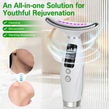 RAF 7-In-1 LED Electronic Facial Massager, 3 Modes 7 Lighting Positions For Facial & Neck Care, Rechargeable 400mAh Battery, Vibration & Heating Massage, Skin Care Beauty Device, Ideal Gift For Women