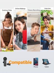 Wireless Lavalier Lapel Microphone Compatible With Iphone15(USB C)/Android Phone/Tablet, 2.4GHz Cordless Condenser Mic, Plug-Play Wireless Type-C Microphone Video/Audio Recording, Clip On Lapel Mic For Video Recording,Teaching, Interviews,Podcast,Vlog-FIFINE M6 - Black - View 10