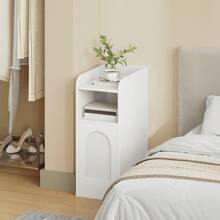 Hzuaneri Mesita de Noche, con Puerta Reversible, Compartimento Abierto, Ahorro de Espacio, Mesa Auxiliar, para Dormitorio y salón, 35 x 24 x 60 cm, Blanco