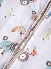 1 件拖拉机印花长袖婴儿睡袋，冬季保暖新生儿睡袋，柔软、舒适、透气