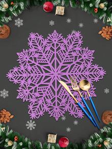 1/4/6pcs Christmas Snowflake PVC Gold Foil Placemats, Christmas Hotel Restaurant Decor Heat Insulation Non-Slip Table Mats, Suitable For Wedding Party, Valentine's Day, Holiday Celebration, Picnic, Birthday Banquet Table Decoration