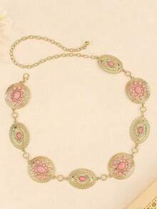 1pc Antique Silvery Concho Belt Western Style Turquoise - A - View 13