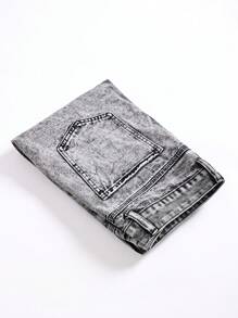 Men's Fashionable Casual Outdoor Jeans, Black, Suitable For Autumn/Winter Seasons (Random Snowflake Wash)