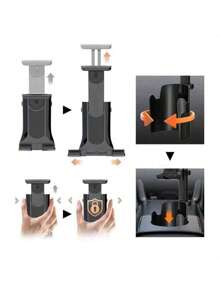 2-In-1 Adjustable Car Cup Holder & Phone Mount, 360° Rotation, Foldable, Universal Fit For Smartphones And Tablets, ABS Material, Dashboard Mounting, Hands-Free Navigation Compatible With IOS And Android Devices, Great Gift For Family And Friends - Black - View 3