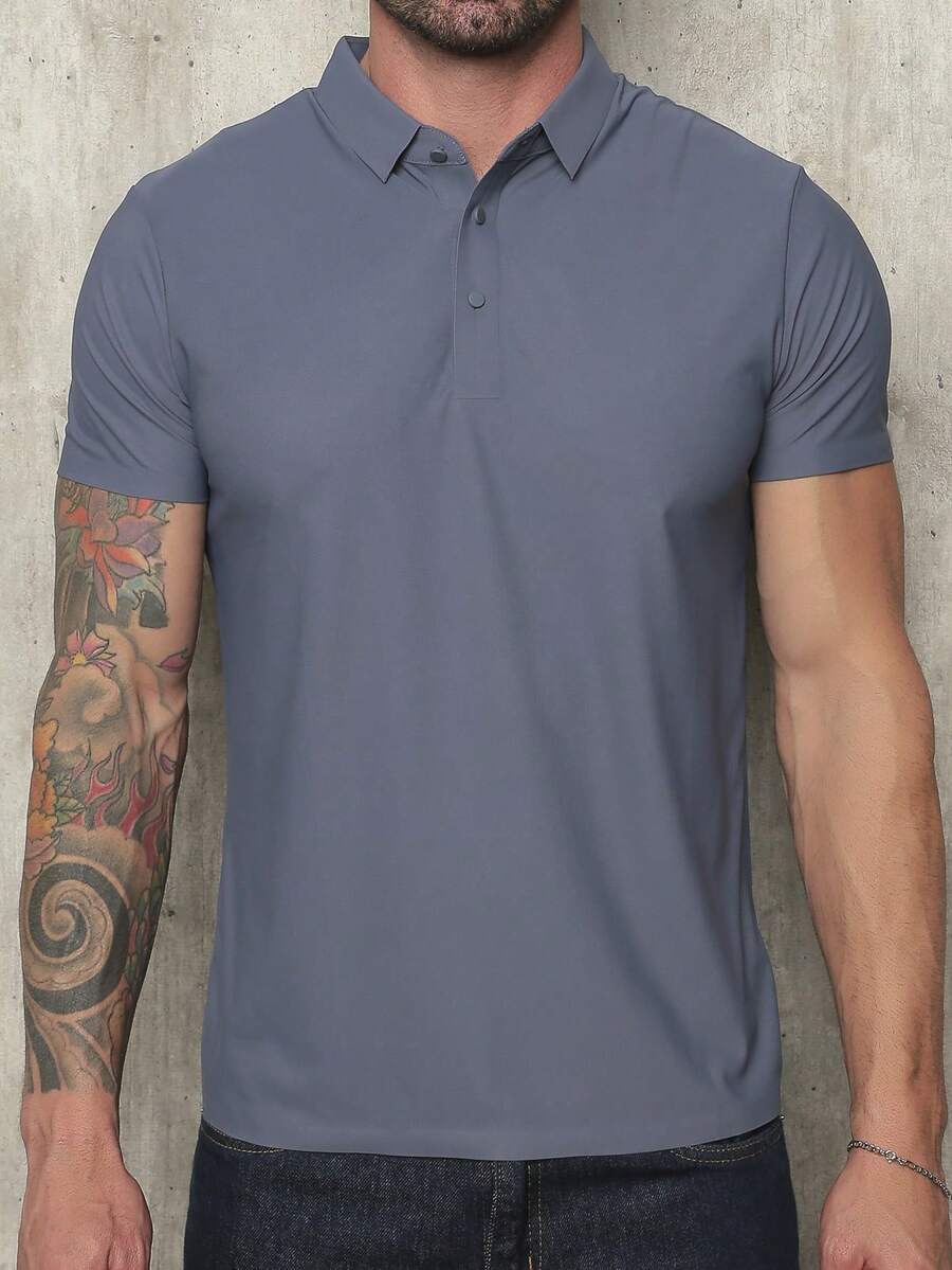 Camisa Polo Masculina em Poliamida Tecido Gelado Elastico Estilo e Qualidade - Cinza - Visão 1