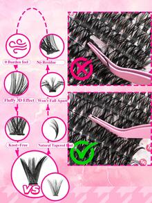 580 件 5D 睫毛膏套装，含胶水、镊子和刷子 | 30D40D50D60D80D100D 混合密度，10-18mm 长度，打造自然至惊艳妆效 | 夏季多效合一彩妆必备 | 适合初学者，可重复使用，无动物测试 | 2025 返校美妆礼盒 - 黑色 - 查看 5