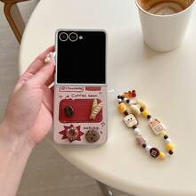 3D Bread Folding Phone Case With Chain, Suitable For Samsung Galaxy Z Flip3 5G/Galaxy Z Flip 4 5G/Galaxy Z Flip 5 5G/Galaxy Z Flip 6 5G/Galaxy Z Flip 7 5G, Women