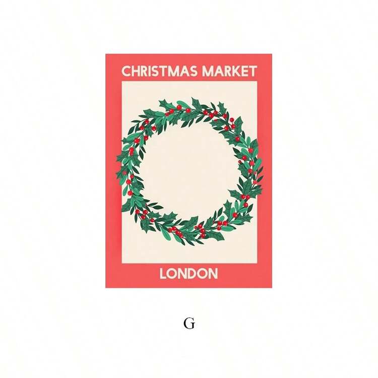 1PC Christmas Tree Flower Market Candy Gift Party Christmas Poster Printing Canvas Painting Nordic Mural Living Room Home Decoration Pictures - Multicolor - View 35