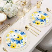 1 peça de jogo americano com estampa floral vintage, jogo americano de jantar com borlas de linho, decoração de mesa lavável, decoração de quarto, jogos americanos, porta-copos, jogos americanos de mesa de jantar de cozinha, decoração de festa interna e externa, decoração de casa, presente ideal - Multicolorido - Ver 9