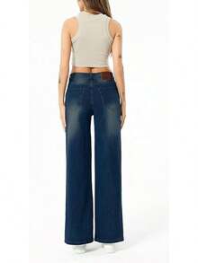 SperLucky Jeans, Straight Leg, Loose Wide Leg Denim Pantshalloween - màu xanh đậm - Xem 4