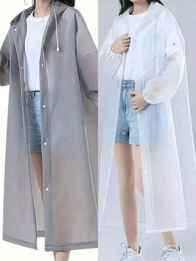 Poncho de lluvia desechable grueso, impermeable y a prueba de viento EVA con Body entero en una sola pieza, abrigo de lluvia portátil y reutilizable con capucha, capa de lluvia EVA ligera y resistente, ropa exterior unisex adecuada para la escuela, la oficina, el hogar, los viajes, de vuelta a la escuela, paraguas de lluvia para mujeres, a prueba de lluvia y viento