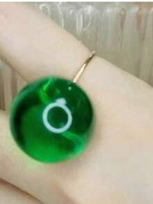 1pc Fashionable Elegant Minimalist Artistic Jelly Transparent Round Resin Stainless Steel Open Ring For Women, Suitable For Daily Commute, Street, Music Festival, Party, Evening Wear