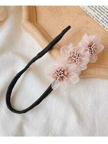 1个欧根纱花朵发髻造型器，花朵发髻造型器，花朵发髻发型造型器，蓬松发型造型工具，发饰，蓬松发圈造型器