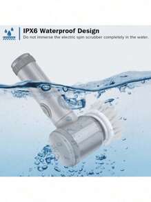 1 Set Grey Electric Rotating Brush, Bathroom Cleaning Brush Electric Brush With 6 Replaceable Brush Heads, Low Power Slow Rotation Cleaning Brush Suitable For Kitchen, Toilet, Windows Cleaning, Suitable For Graduation Gift, Bachelor Party Gift, Bridesmaid Gift, Father's Day Gift, Halloween Decoration, Halloween Gift, Bridesmaid Proposal Gift, Wedding Guest Favor, Birthday Party Decoration And Wedding Items, Wedding, Birthday Party, Anniversary, Holiday Event, Graduation Ceremony - Grey - View 7