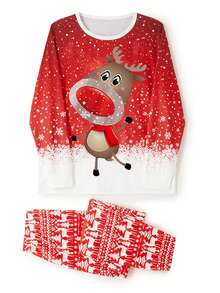 Family Matching Christmas Pajamas, Baby Romper/Pet Clothes/Deer Snowfalke Pattern Tops And Pants Sleepwear Set