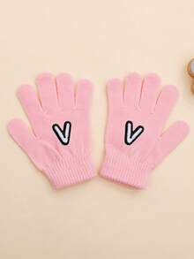 1 Pair Baby Girl Pink Letter Pattern Gloves, Fashionable & Cute, Soft & Warm, Suitable For 1-3 Years Old Girls Everyday Use In Autumn/Winter - Pink - View 22