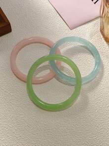 3 件时尚混合树脂手链套装，适合女性休闲日常佩戴 - 多色2 - 查看 10