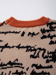 男女皆宜的休闲宽松圆领套头毛衣，饰有趣味卡通、抽象、梵高风格的图案，适合秋冬季穿着。