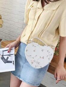 1 pièce Sac bandoulière ou sac à épaule en forme de cœur à broderie de dentelle pour femme, essentiel pour le travail, le campus et les voyages. - Multicolore - Voir 9
