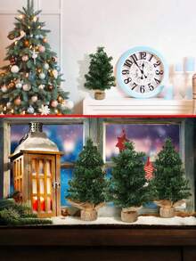 迷你圣诞树，人造迷你松树圣诞树，带雪景和圣诞装饰的手工艺品，配粗麻布袋底座，小型人造圣诞树，适合冬季桌面摆件、圣诞礼物、婚礼装饰、房间装饰、家居圣诞礼物、圣诞装饰 - 綠色 - 查看 7