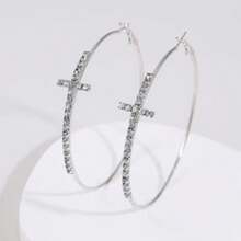 1 Pair & Unique Cross Design Women Hoop Earrings