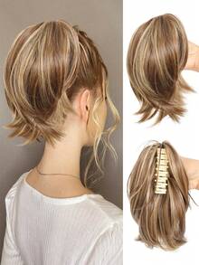 Women's Claw Clip Bun, Synthetic Hair Extensions, Short Straight Ponytail, Daily Hair Accessory - Multicolor - View 16