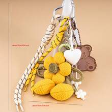 Bộ 2 móc khóa cao cấp, móc khóa nghệ thuật bền chắc với họa tiết cốc cà phê và hoa (thiết kế trang nhã), và họa tiết gấu và táo, phụ kiện thời trang cho túi xách, có thể treo trên túi xách và chìa khóa xe, quà tặng cao cấp độc đáo. - Nhiều màu - Xem 7