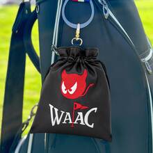 Golf Valuables Pouch, Golf Tee Pouch With Drawstring Closure Golf Ball Handbag Portable Ball Pouch - Black - View 8