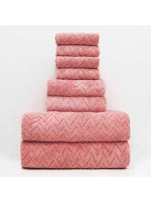 Juego de 8 toallas de felpa de coral, 2 toallas de baño extra grandes, 2 toallas y 4 toallas de mano, suave y absorbente juego de toallas de baño para salón de belleza, hotel, deportes, artículos esenciales para el hogar, toalla, cuidado de la piel